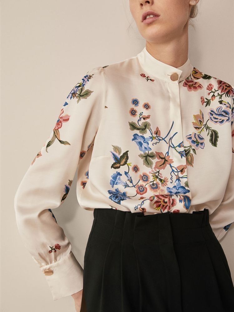 Блуза с цветочным принтом Massimo Dutti