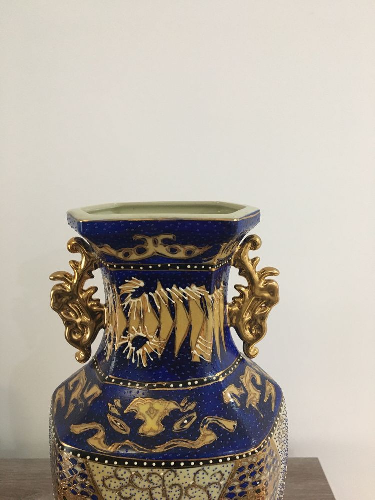 Jarra de Procelana chinesa Azul/Dourado