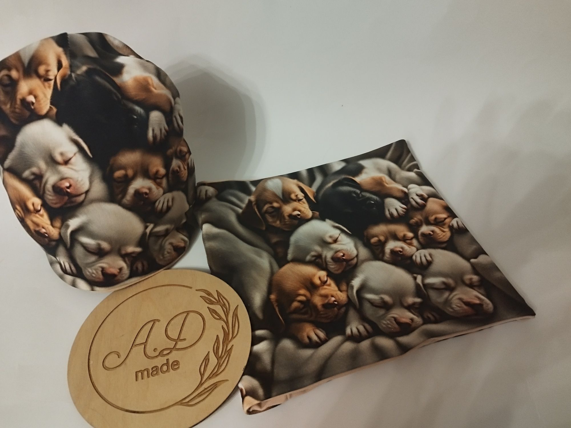 Komplet zestaw czapka komin bawełniany Urocze szczeniaczki Puppy
