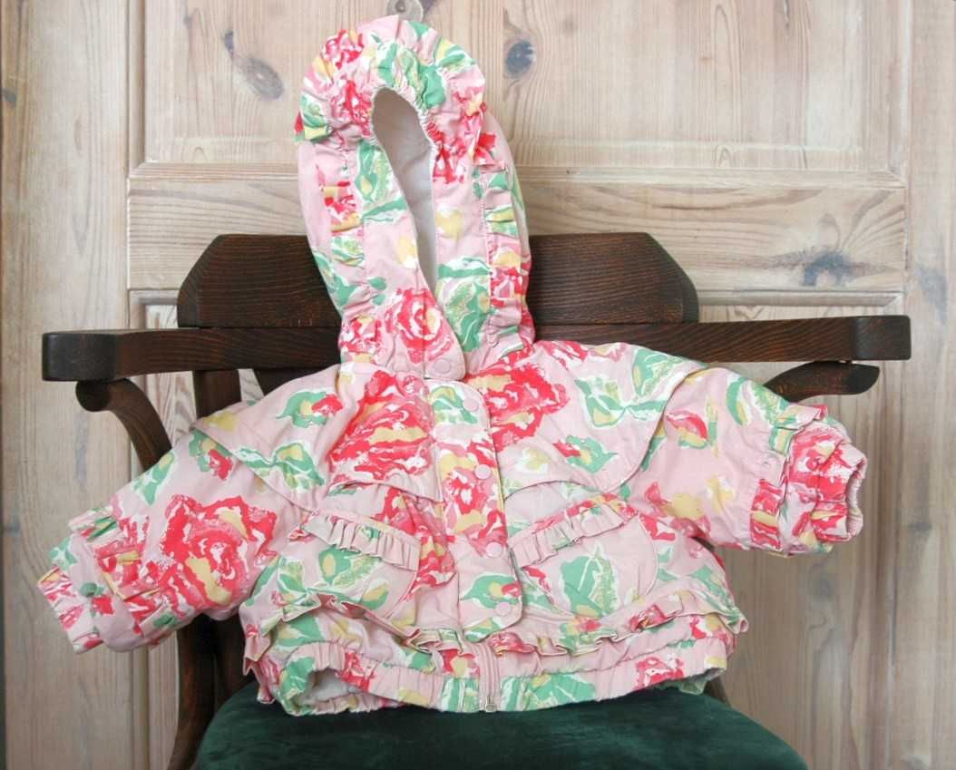 różowa kurtka kurteczka w kwiaty - rozmiar 62