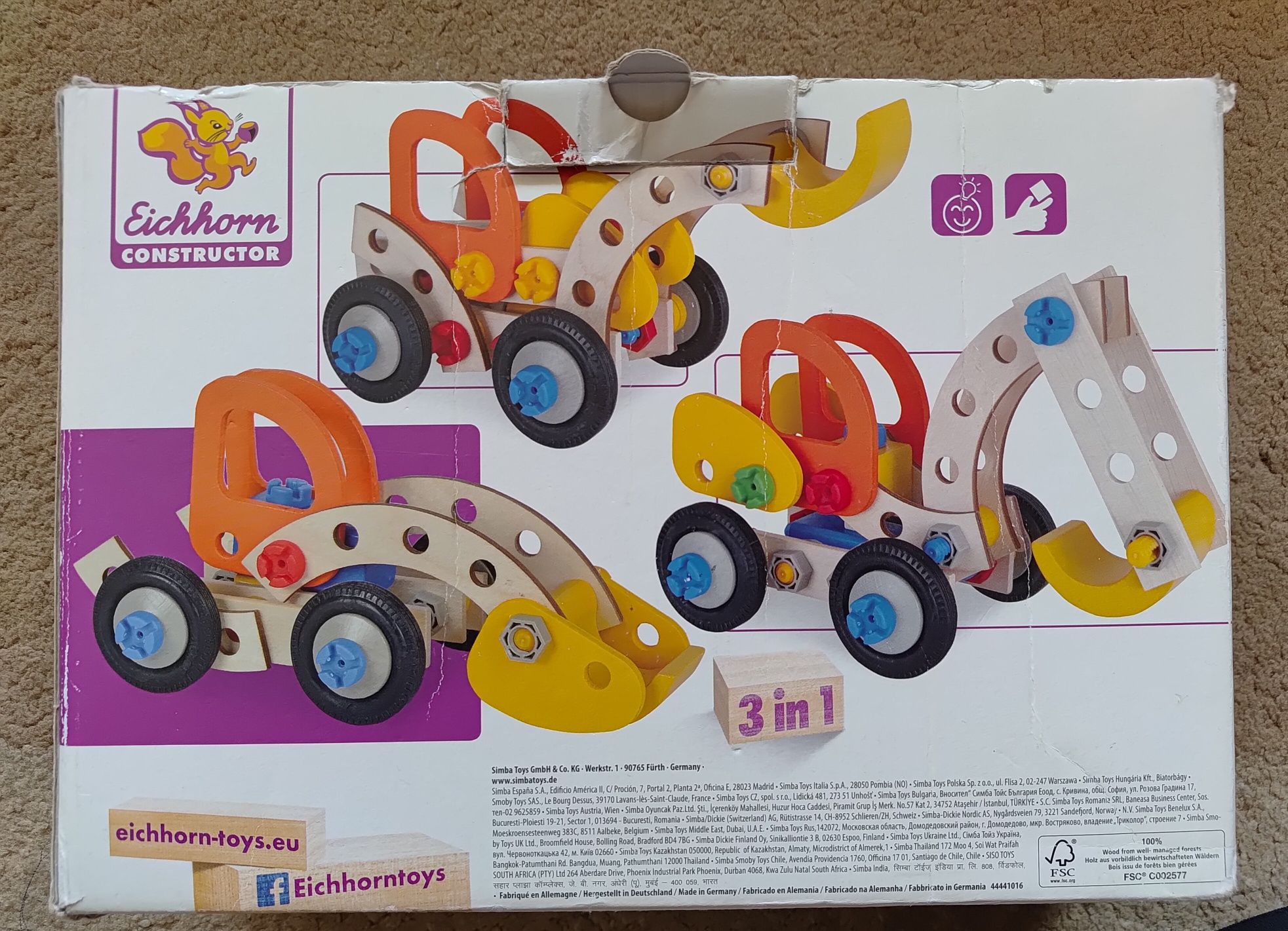 Eichhorn Koparka 3w1 + samolot/motor - 2 zestawy do skręcania