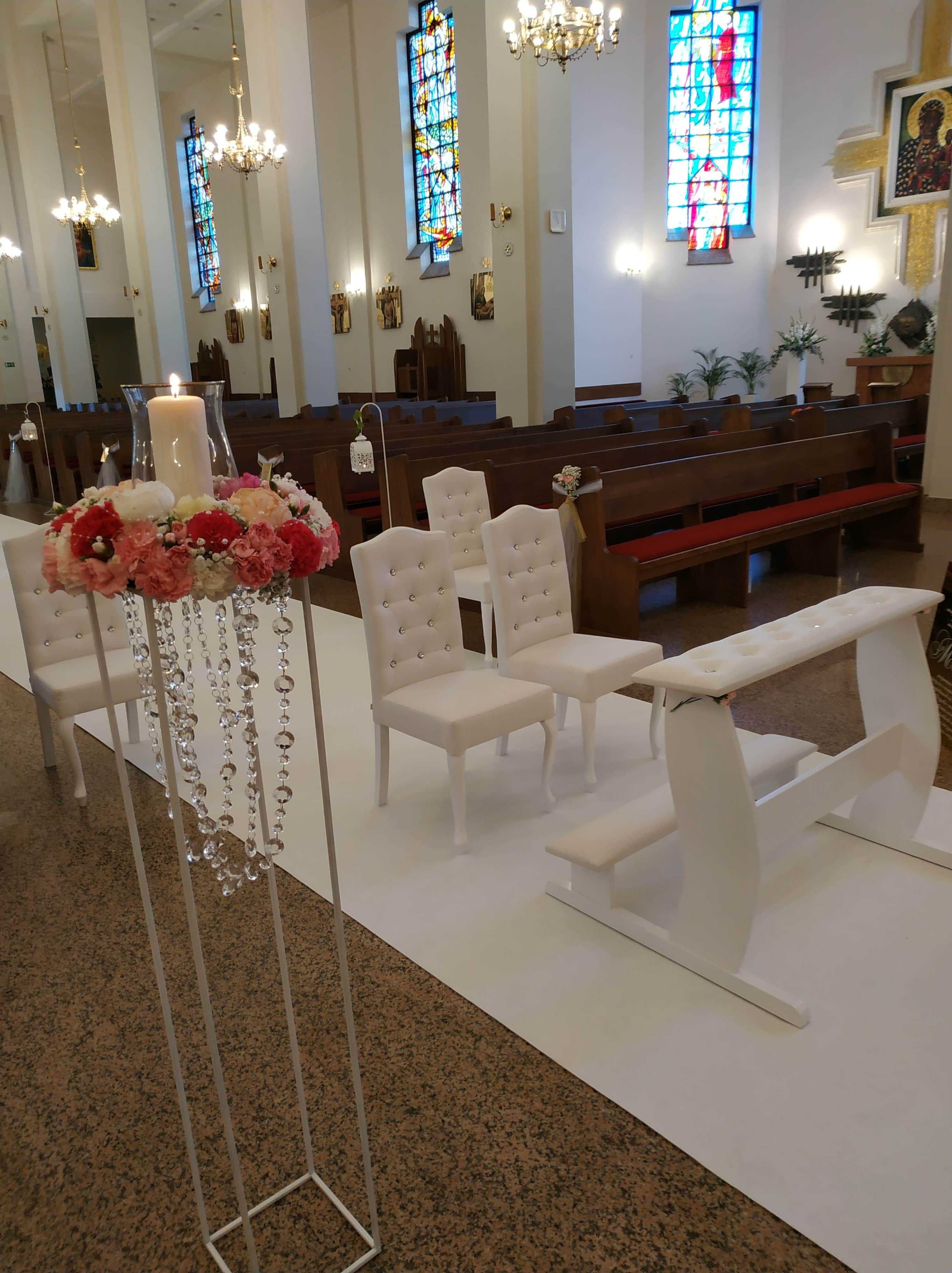 Krzesła 6 szt/ ślub / kościół / białe pikowane -