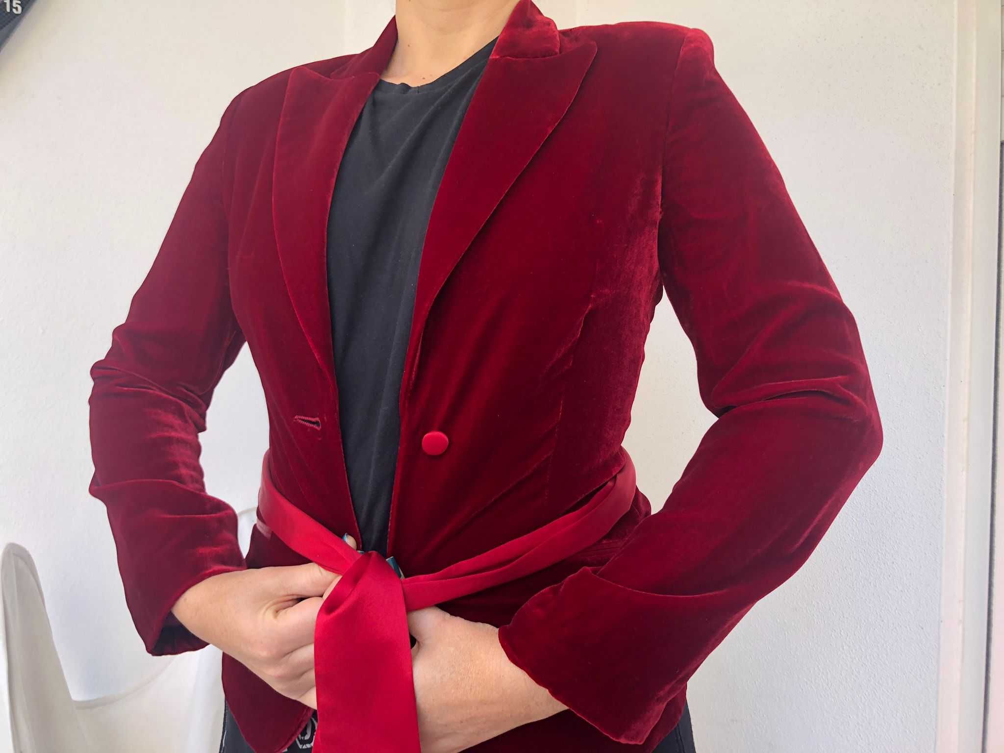 Blazer / Blaser Casaco Mulher Massimo Dutti Bordeaux -Veludo-Cerimónia