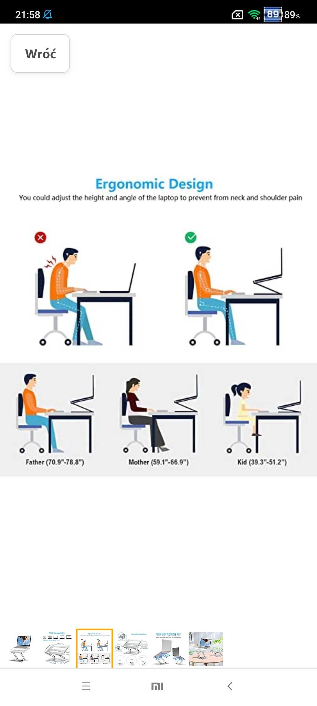 Stolik pod laptop tablet notebook Stojak   Srebrny podstawek podkładka