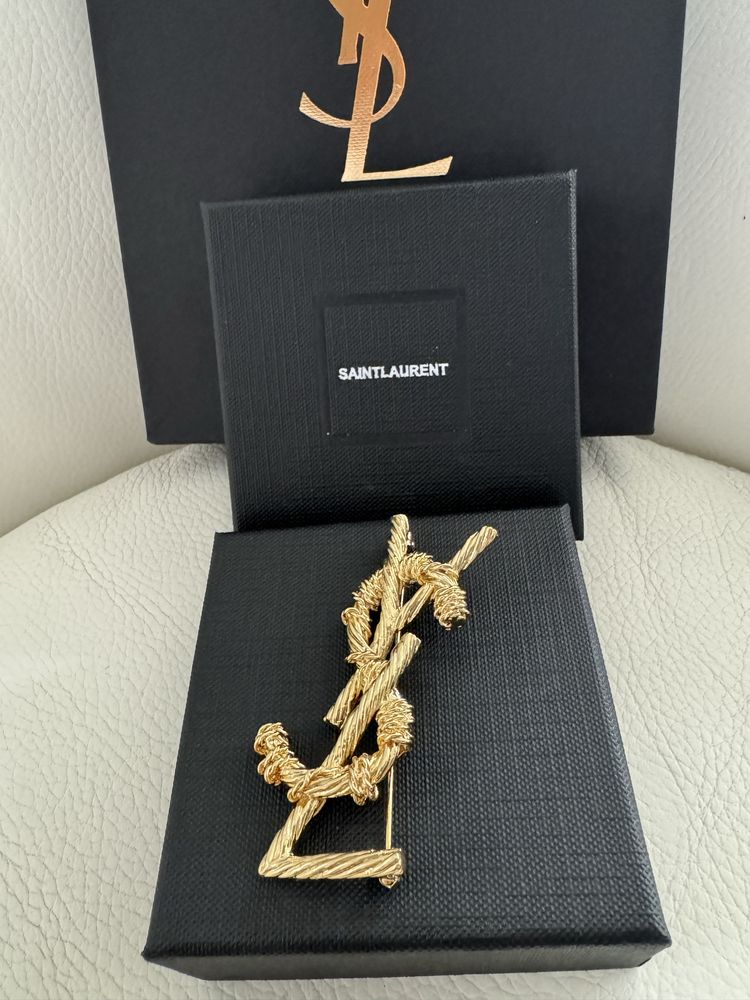 YSL Saint Laurent broszka złoto