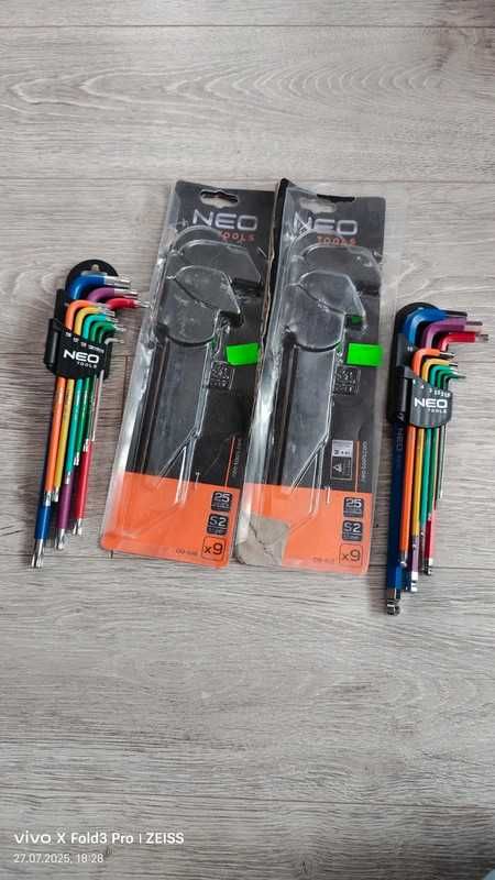 Neo tools długie kolorowe klucze imbusowe i torx