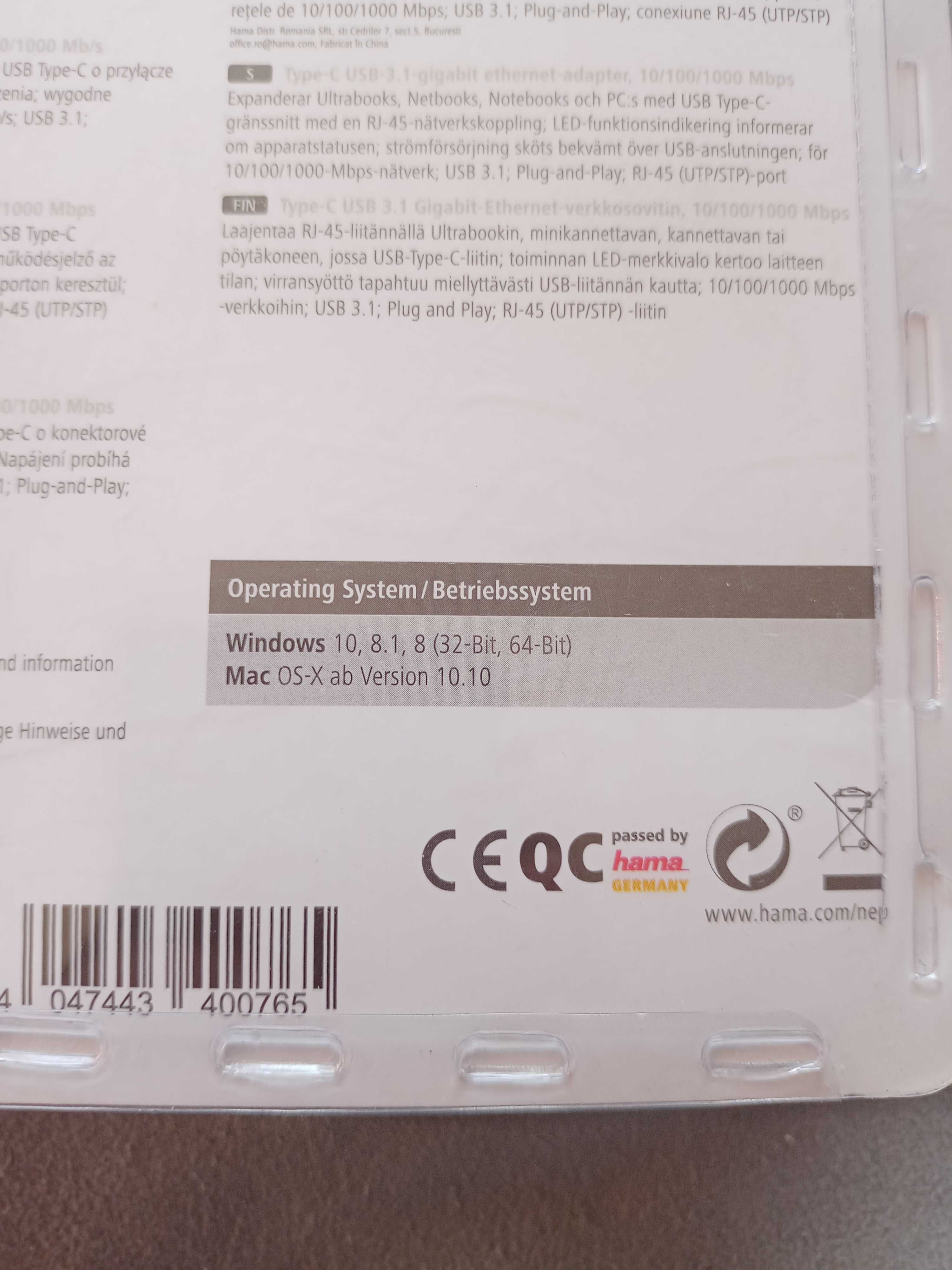 Adapter Hama USB-C ethernet