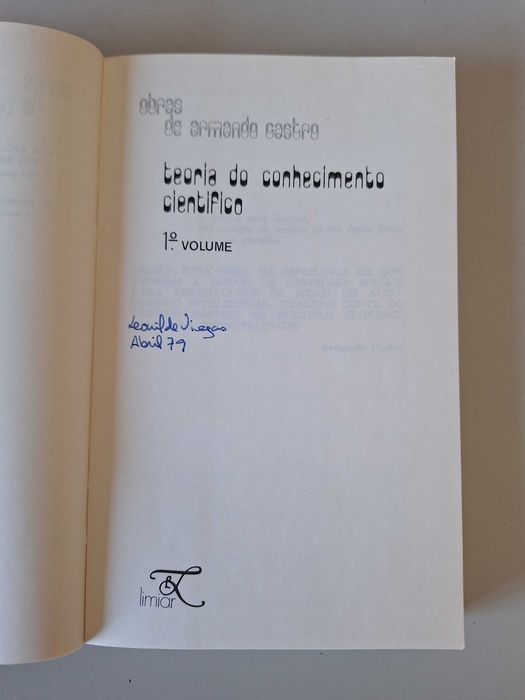 Teoria do conhecimento científico - Armando Castro, Volume 1, 1975