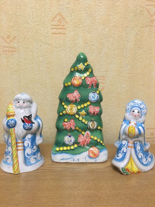 Майоліка , набір новорічних фігурок в подарунковій коробці