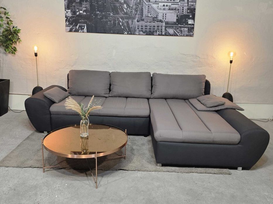 Dwukolorowy narożnik brązowy 270x170 z poduszkami | Transport GRATIS