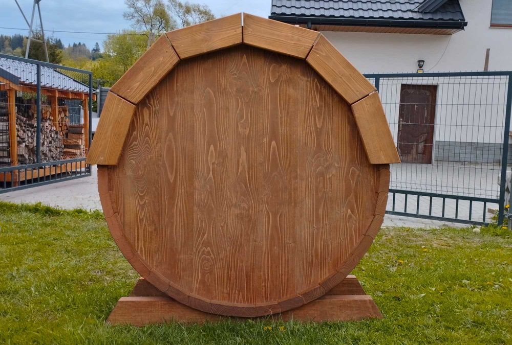 Wiata na drewno Beczka - DREWUTNIA - Regał - Stojak na drewno DO SAUNY