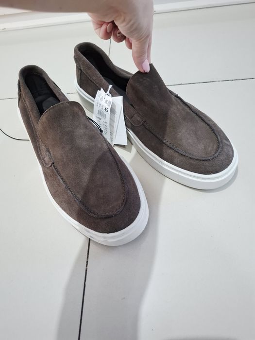 Meskie buty skórzane mokasyny brązowe nowe  45