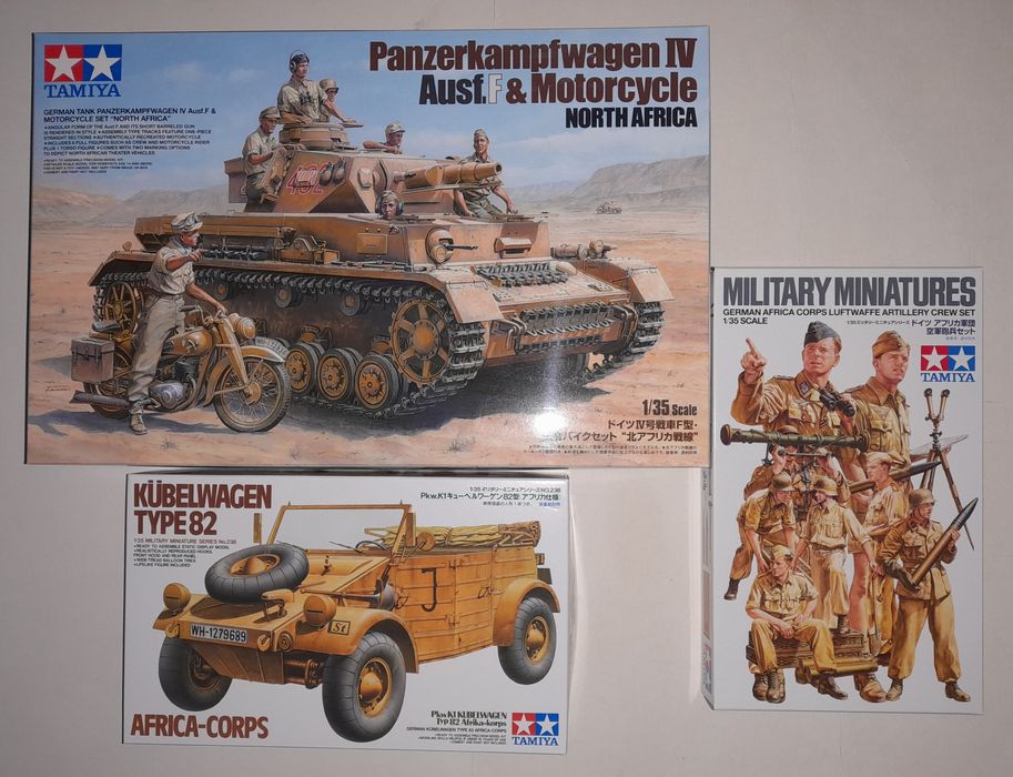 Kits 1/35 Tamiya Panzer IV F  Kubelwagen  figuras Africa Corps