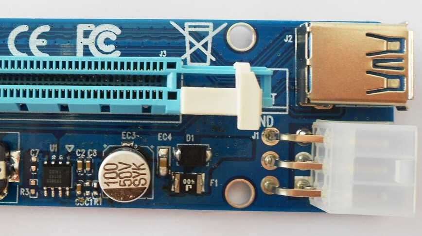 Райзер 008c серверный 6-PIN 60см USB PCI-E 1-16x 008с пин для майнинга