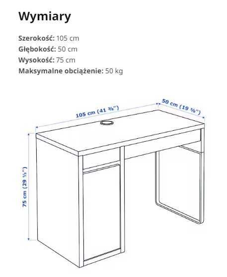 Biurko MICKE Czarnobrązowe w komplecie z nadstawką MICKE