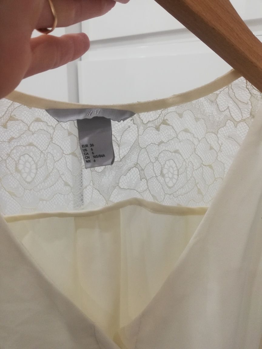 Bluzka koszulowa koszula H&M plus czarne spodenki elegancki zestaw 36