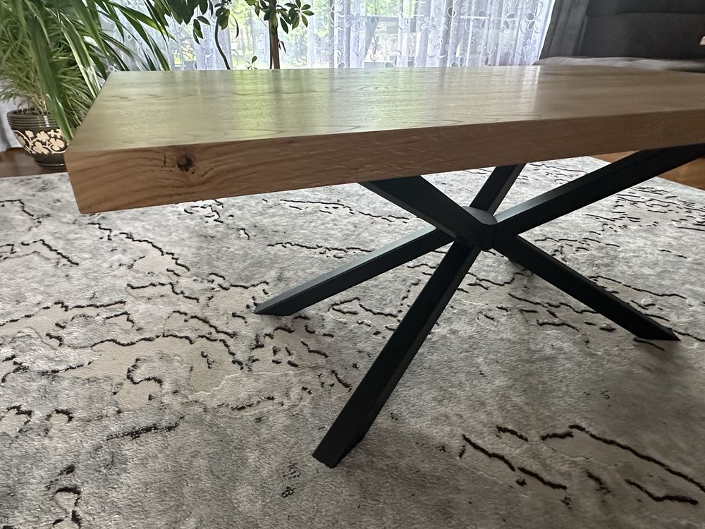 Stolik kawowy loft blat dębowy