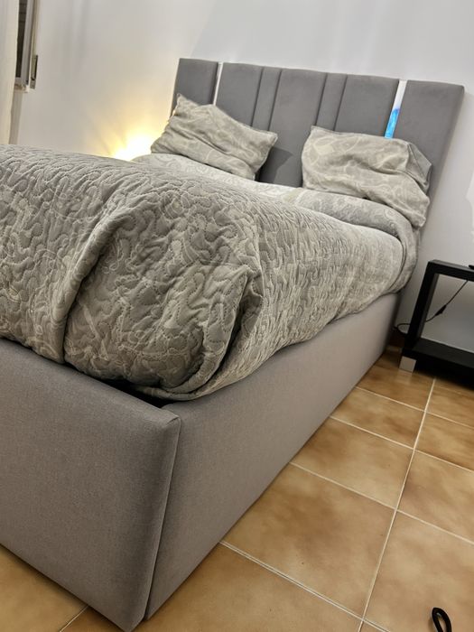 Cama Sommier Estofado Cinza Premium - Feita por Encomenda