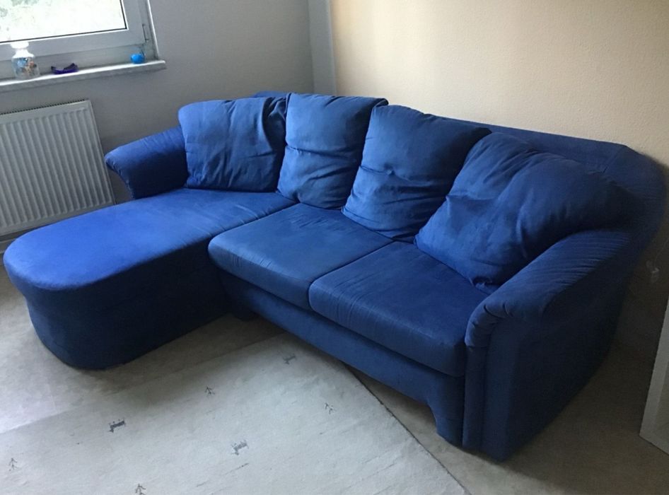 Fajny niebieski narożnik z funkcją spania sofa dowóz wysyłka