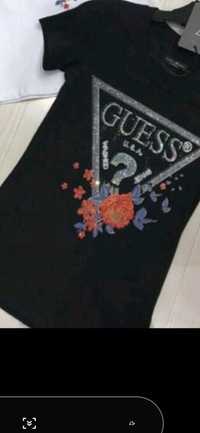 Футболка футболочка бренд брендовая guess 42 s черная