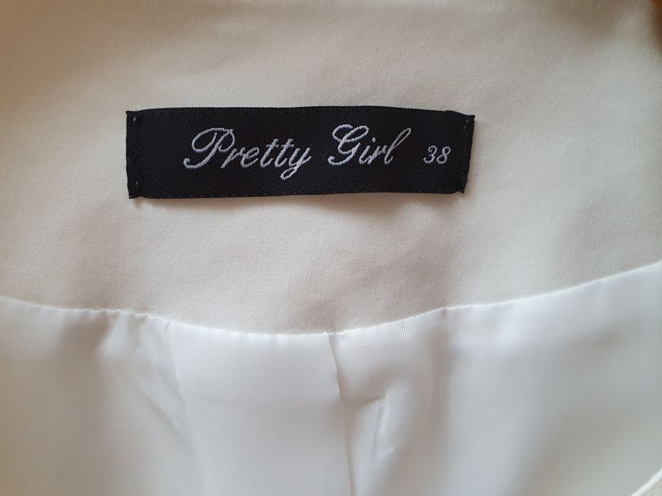 Sukienka na chrzciny komunię wesele kremowa 38 M kwiaty