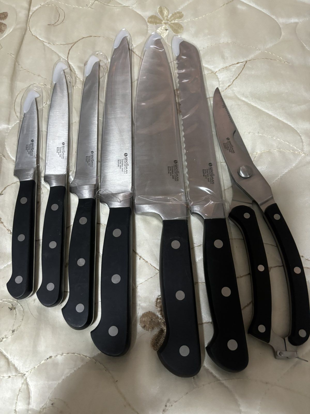 Набор кухонных ножей GROSSMAN Гроссман Набір ножів 7 предметов+колодка