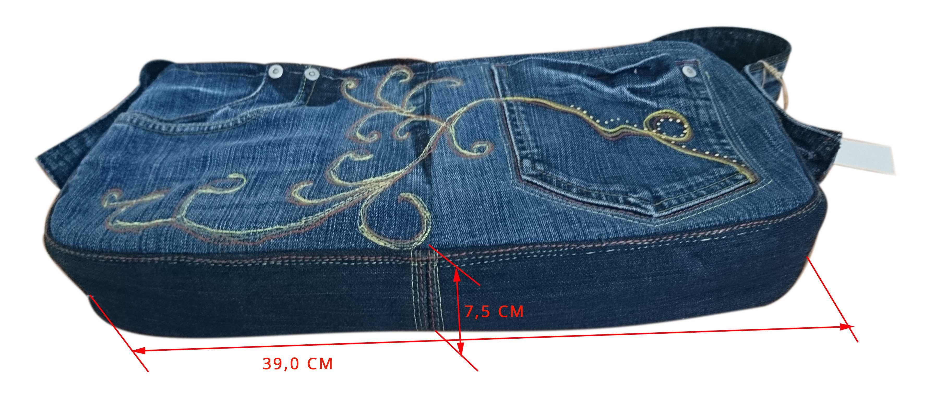 Torebka na ramię, codzienna mała, pojemna, jeans, nowa.
