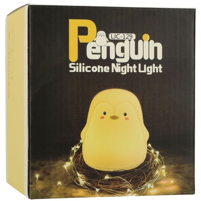 Lampka Nocna Dotykowa Miękka Led Biała Rgb Pingwinek