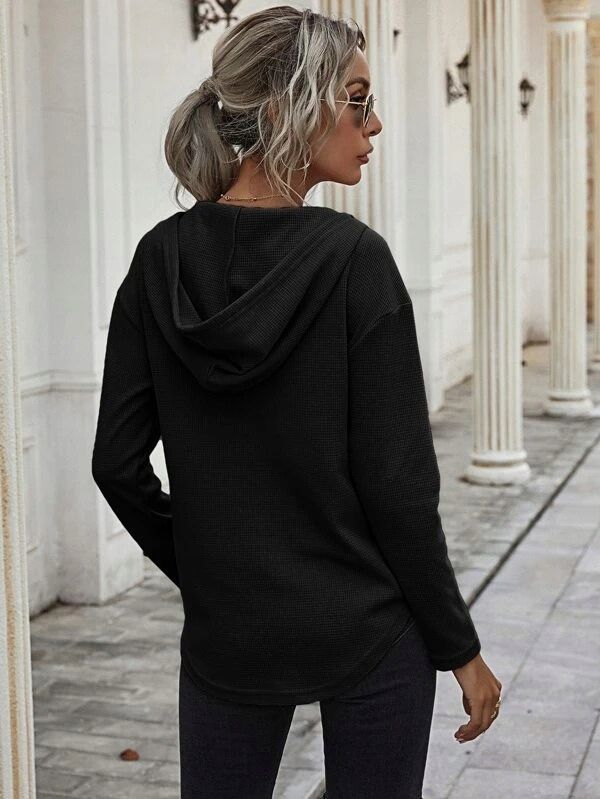 Shein 34 Xs Czarna Stylowa Bluza Z Kapturem H6348