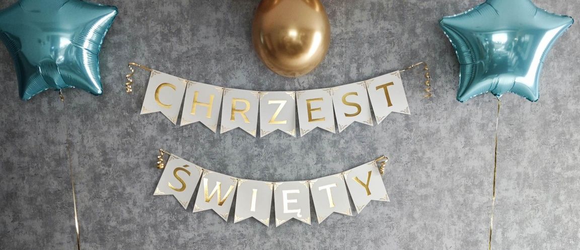 Topper na tort chrzest święty napis na ścianę zestaw