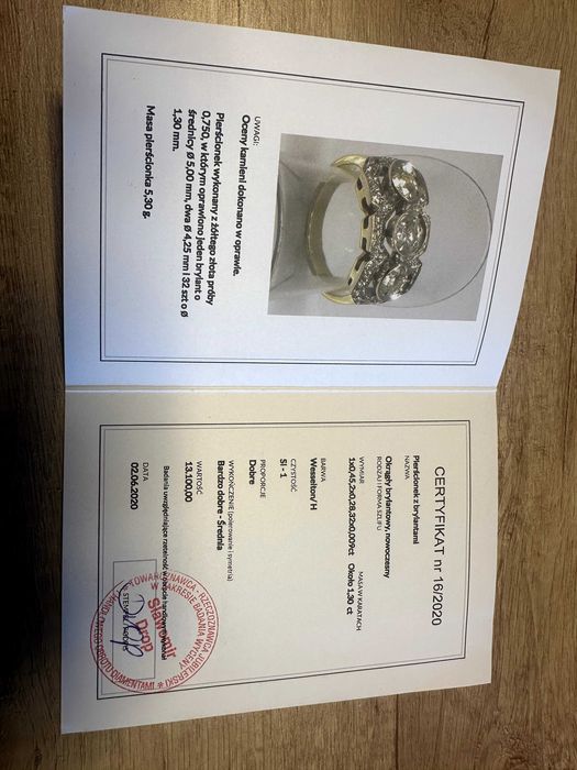 Złoty Pierścionek z brylantami - Certyfikat 35 Brylantów !