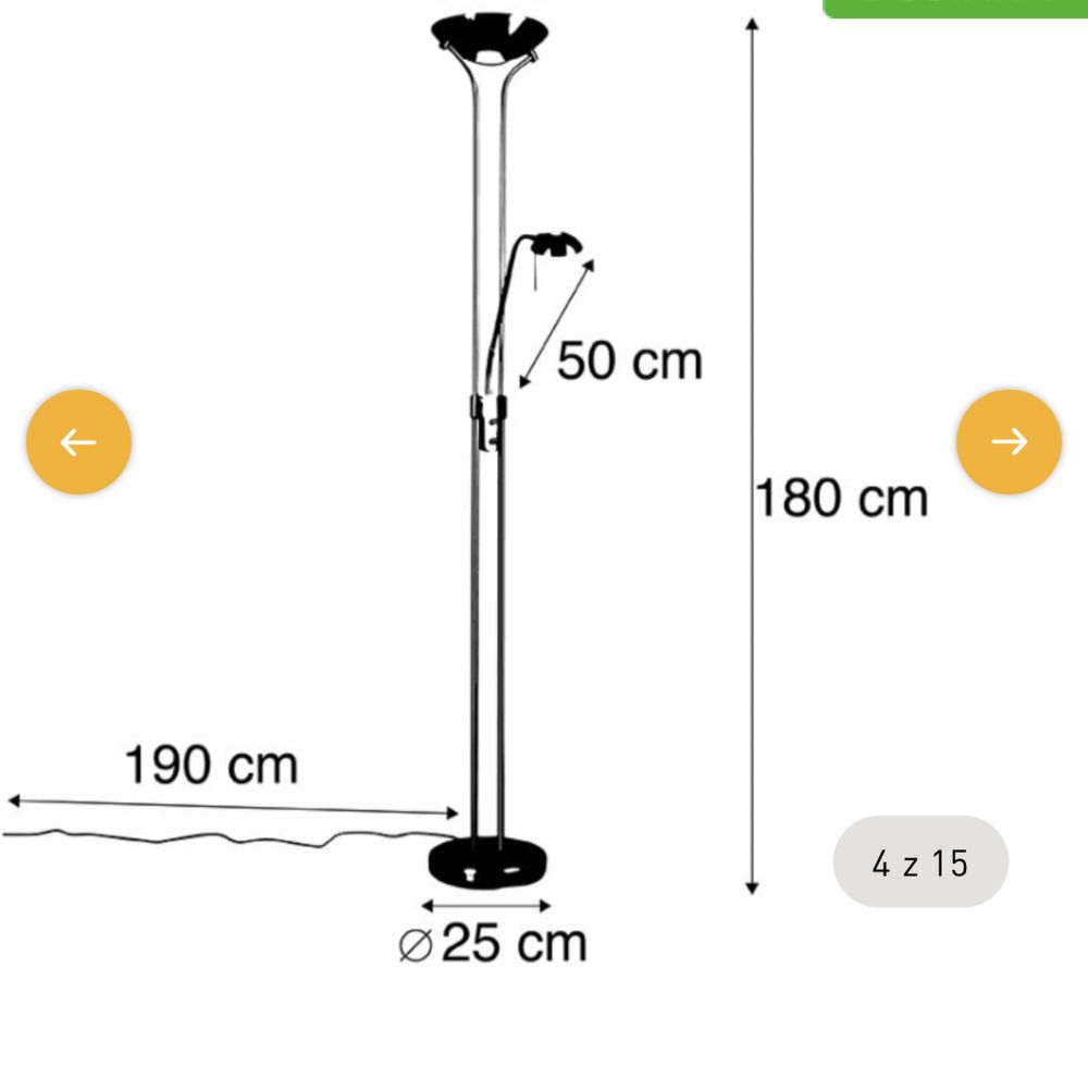 Lampa podłogowa z lampką do czytania