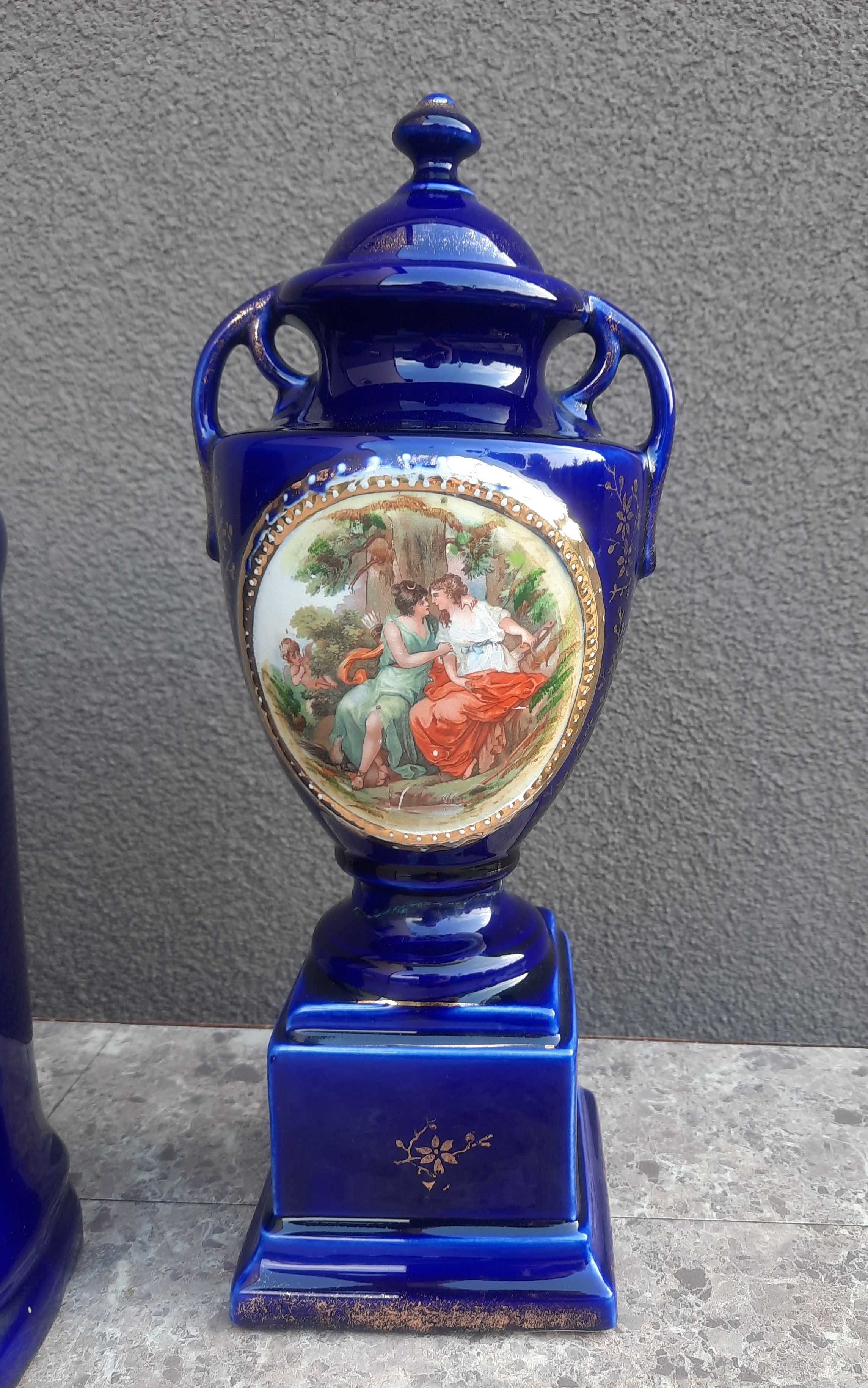 76 Zegar chodzik amfory kobalt porcelana Empire Ware England