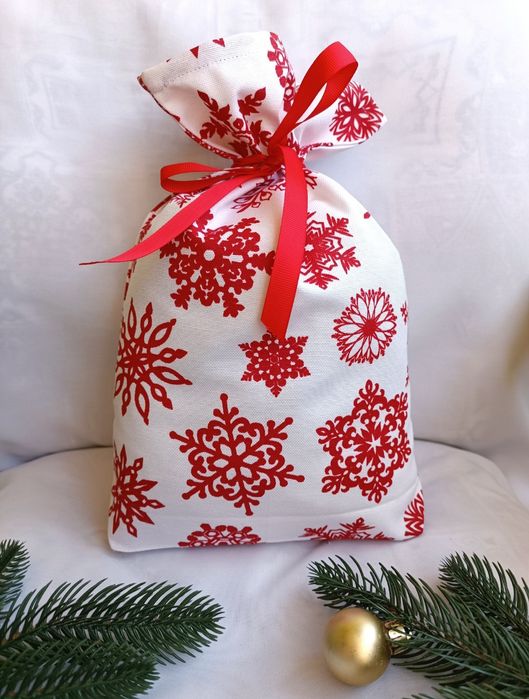 Новорічні мішечки сніжинки  для пакування подарунків