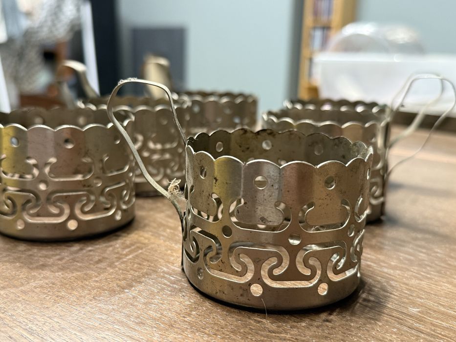 Koszyki metalowe do szklanek PRL 6szt