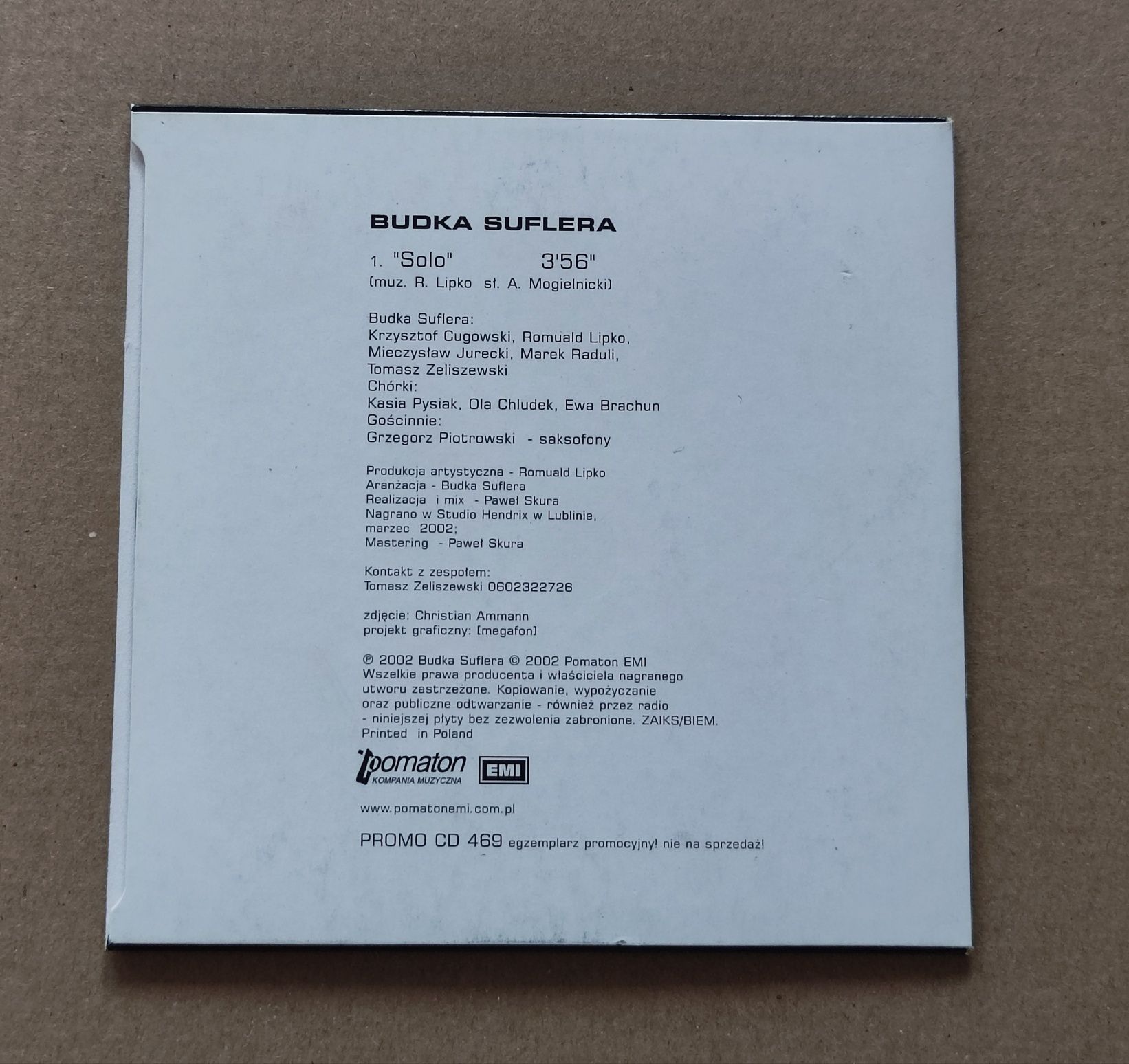 Budka Suflera Solo płyta CD singiel Promo unikat z 2004 roku.t