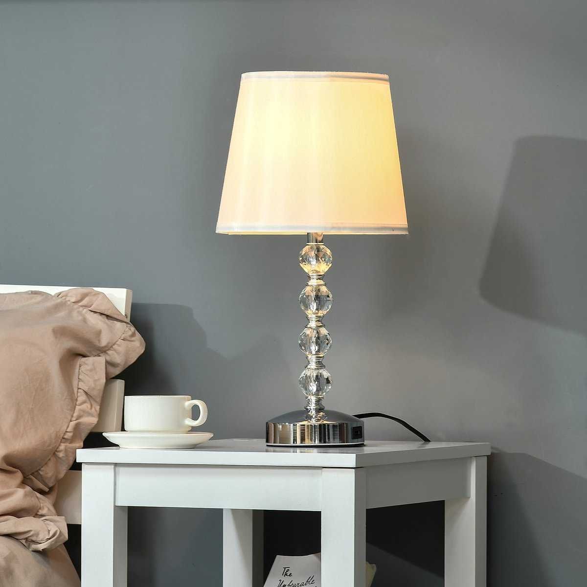 Lampka nocna, kryształowa lampa stołowa z funkcją ładowania , dotykowa