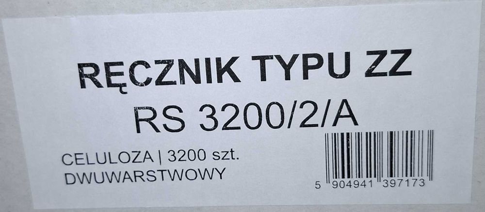 4 paczki ręczniki składane papierowe dwuwarstwowe ZZ po 3200 listków