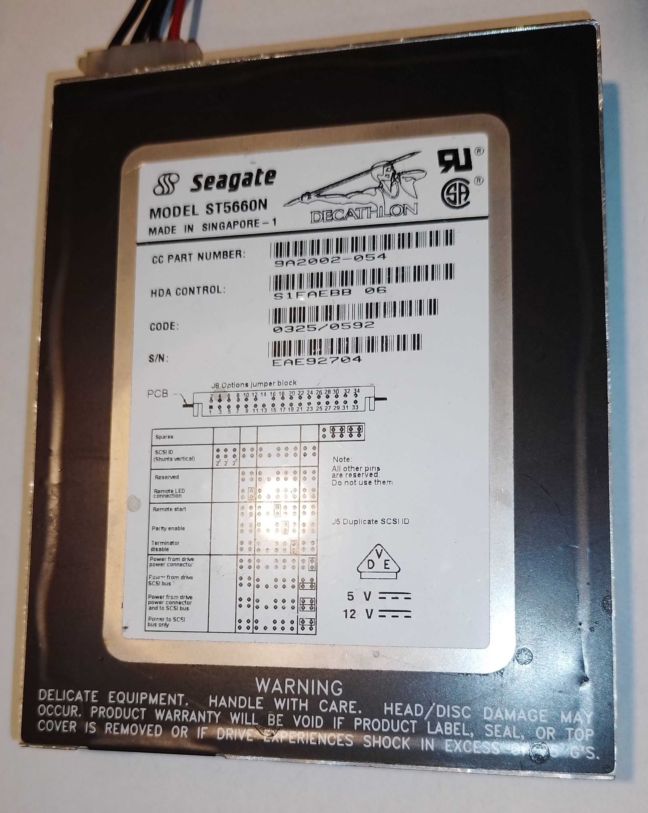 Dysk Seagate  ST5660N Decathlon 545MB SCSI 80-PIN