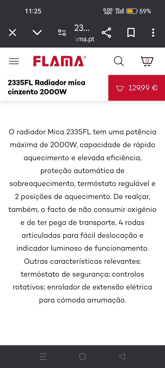 Radiador Confort mica flama 2335fl