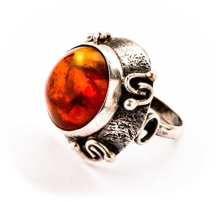 Warszawski Srebrny Pierścionek - BURSZTYN - 12,10g - ORNO - Kraków