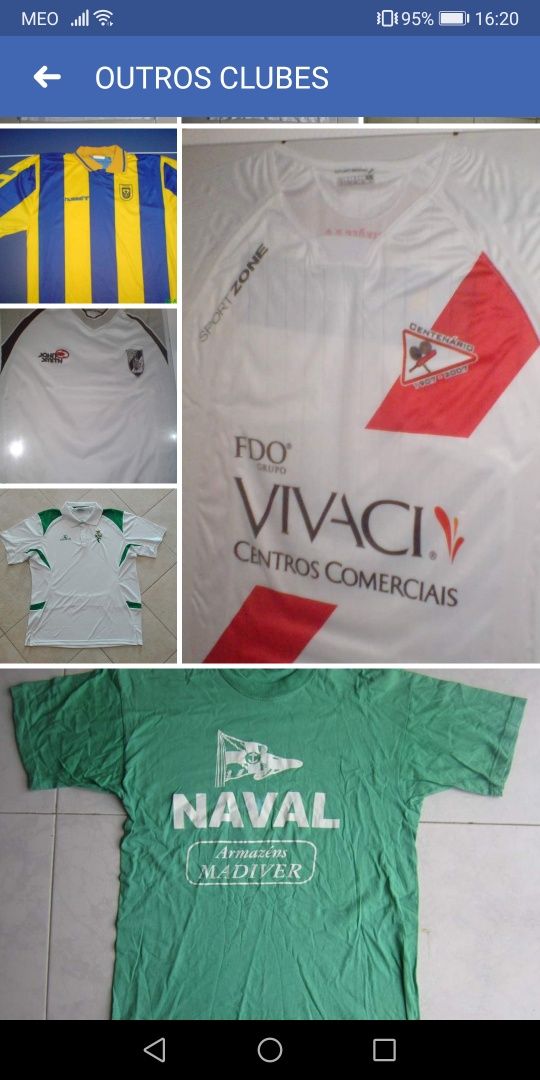 Várias camisolas de treino e de loja