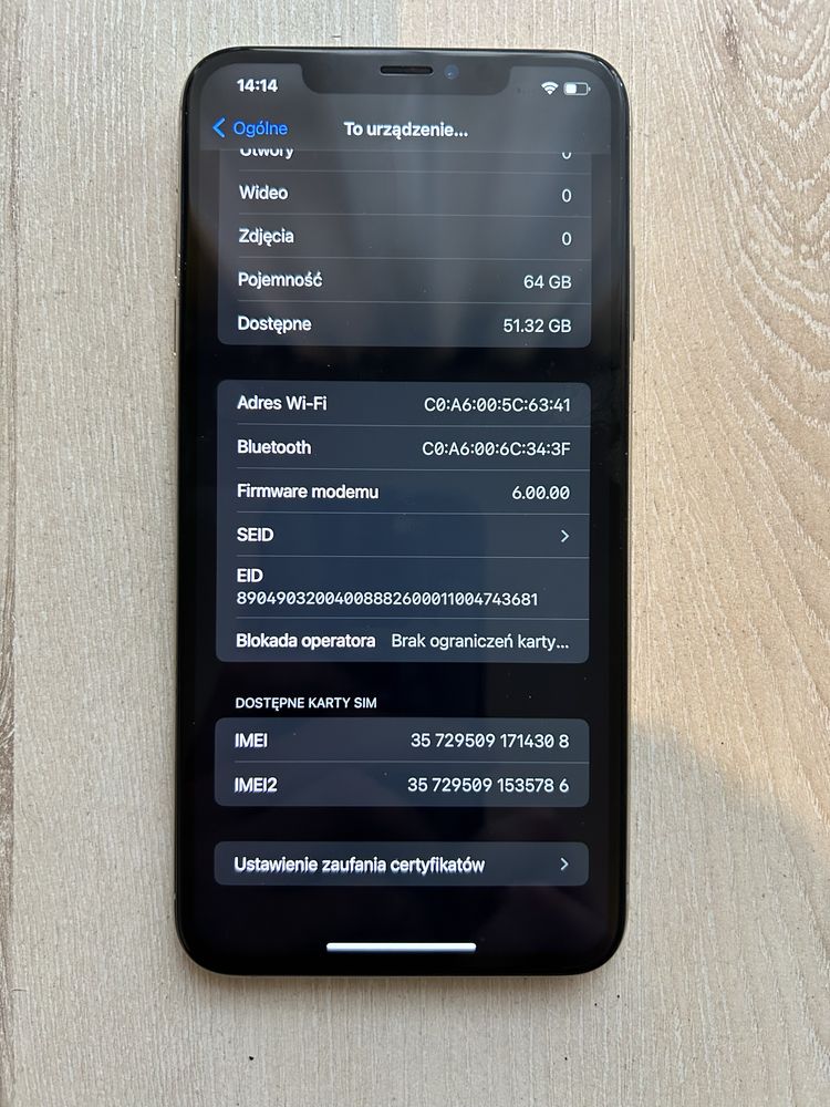 Iphone XS MAX 64GB stan idealny bateria 100% zestaw ładowarka etui