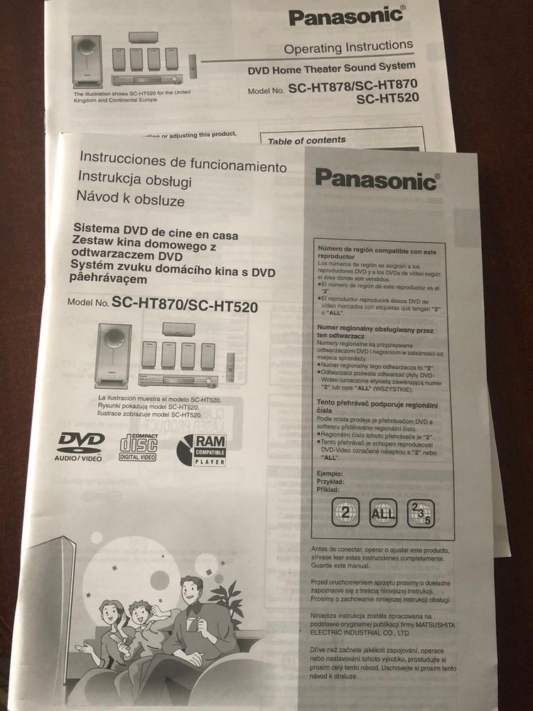 Sistema de som Homecinema Panasonic.