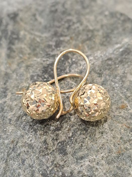 Piękne złote kolczyki Wiszące Kulki pr.585 Nowe