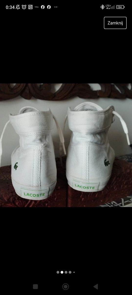 Wysokie białe trampki Lacoste r 36