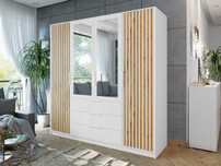 Garderoba szafa BALI LUX D4 lamele lustro szuflady biała pojemna