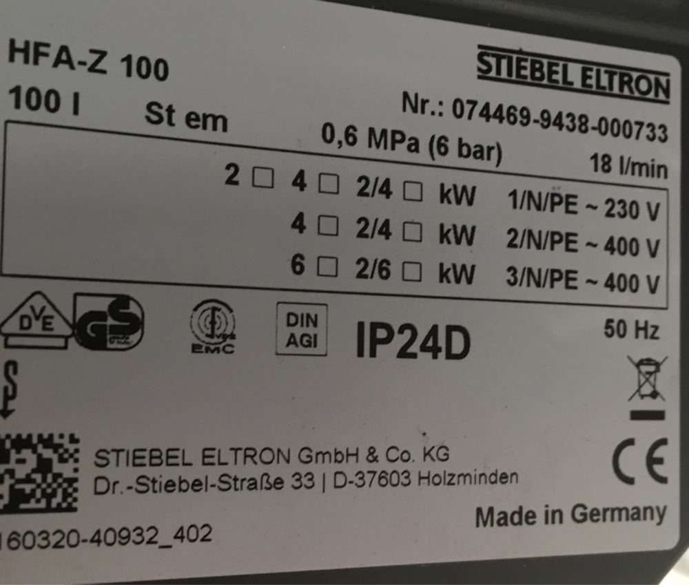 Продам бойлер STIEBEL ELTRON HFA-Z100