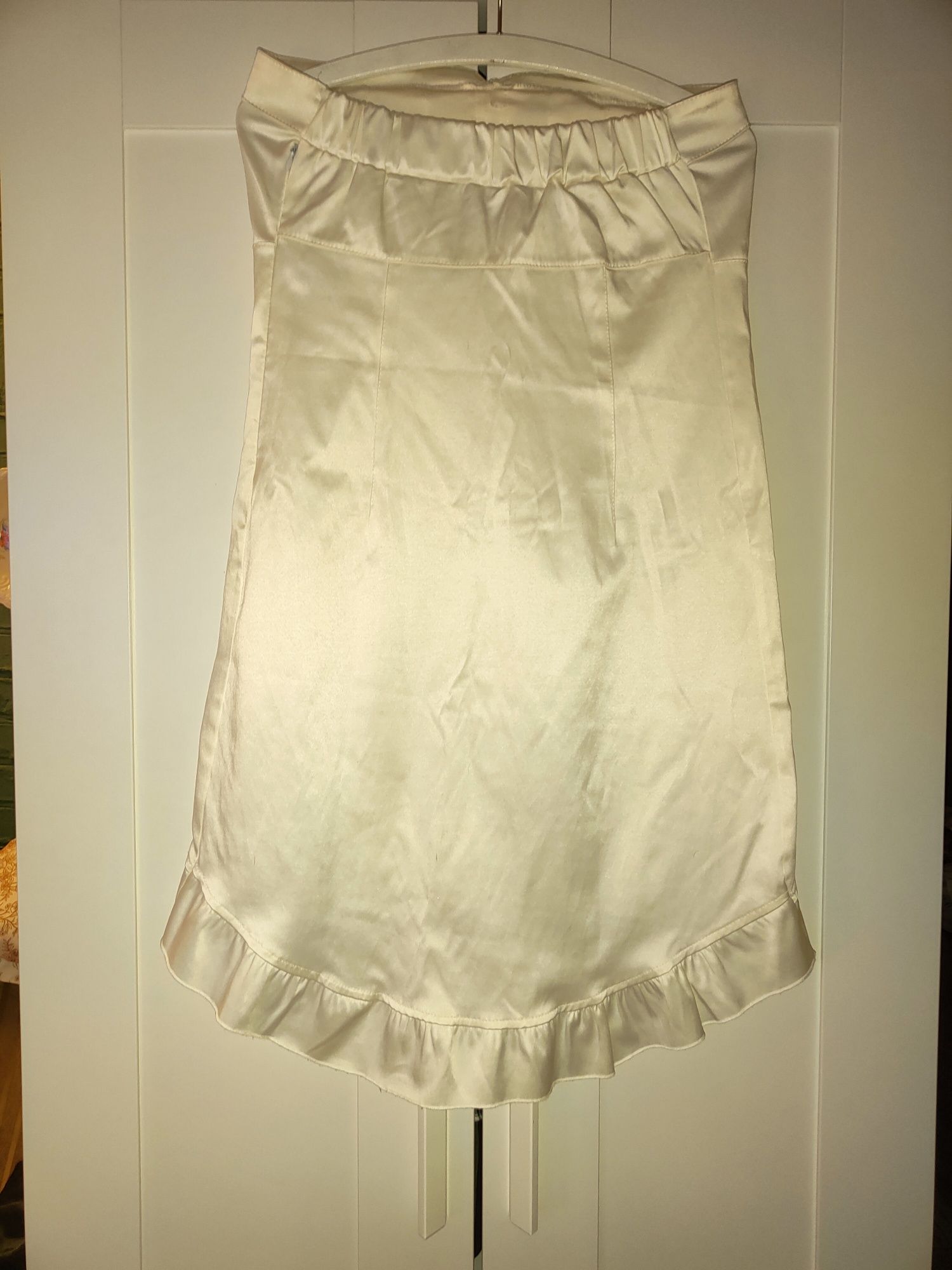 Sukienka koktajlowa biała satyna 38 Terra Styll