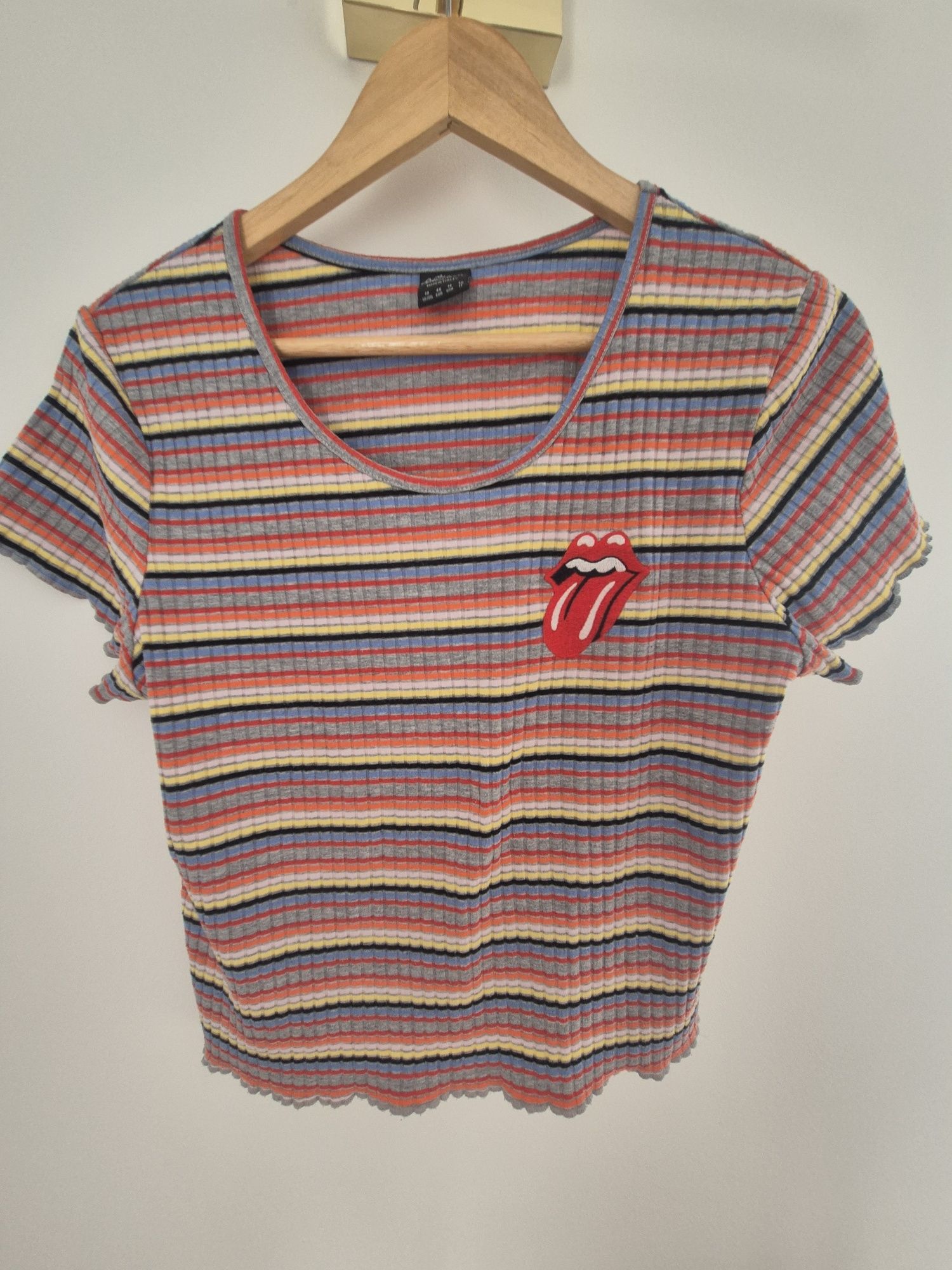 Koszulka crop top na lato w paski kolorowa Summer bawełna cotton Rolli